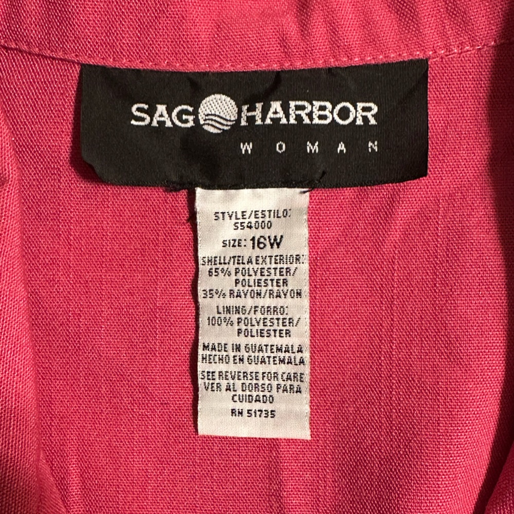 Vintage 90s Pink Oversized Blazer Sag Harbor Minimalist Jacket 16W - Picture 3 of 6